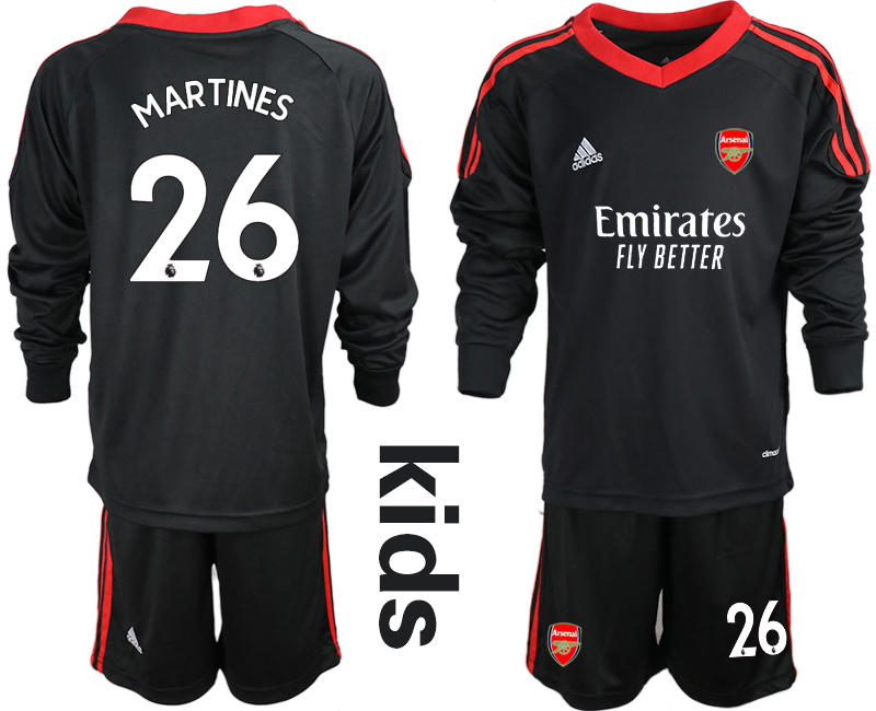 Youth 2020-2021 club Arsenal black long sleeved Goalkeeper #26 Soccer Jerseys